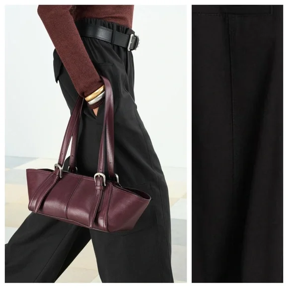 NWT. Zara SRPLS CRG PCKT PNT Black Wool Blend Mid-Rise Pants. Size XS. - Picture 3 of 14